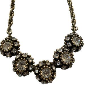BR Banana Republic Gold-Tone Statement Necklace Faceted Stones Shiny Glam Glitz